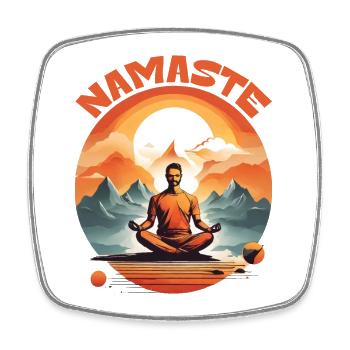 GELASSENHEIT INMITTEN VON GIPFELN: YOGA NAMASTE - Viereckiger Kühlschrankmagnet - Weiß - Vorne