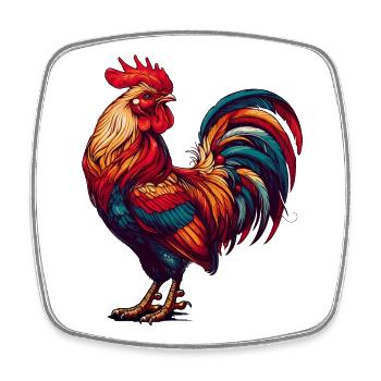 magnifique coq aux couleurs vives - Magnet carré - blanc - Devant