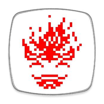 8bit pixel oni - Square fridge magnet - white - Front