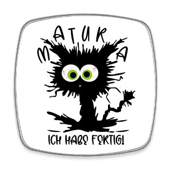 Matura 2026 - Ich habe fertig - Gestresste Katze - Viereckiger Kühlschrankmagnet - Weiß - Vorne