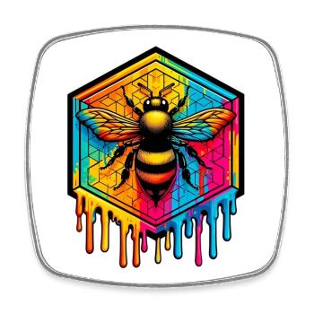 Bee - Square fridge magnet - white - Front