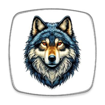 Loup - Magnet carré - blanc - Devant