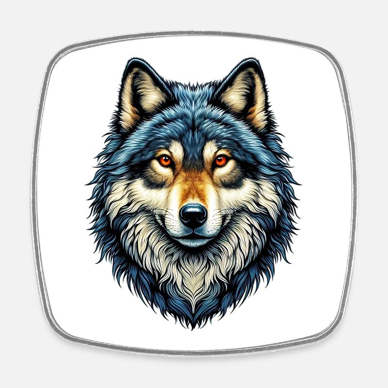 Wolf - Viereckiger Kühlschrankmagnet - Weiß