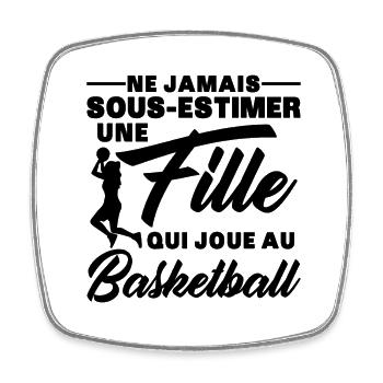 A Girl Playing Basketball Gift Humor - Square fridge magnet - white - Front