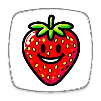 Erdbeer-Erdbeeren - Viereckiger Kühlschrankmagnet - Weiß - Vorne