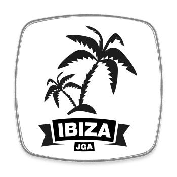 IBIZA – Bachelor Party under Palm Trees - Square fridge magnet - white - Front