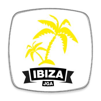 IBIZA – Bachelor Party under Palm Trees - Square fridge magnet - white - Front
