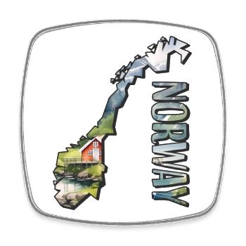 Carte à l’aquarelle Norvège - Magnet carré - blanc - Devant