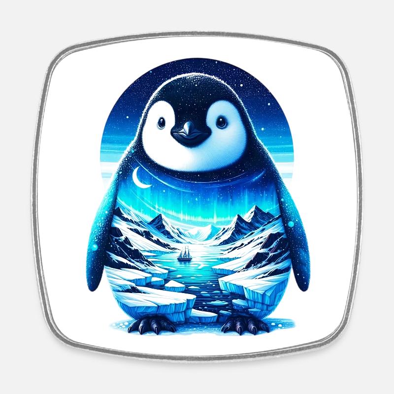 Pinguin - Viereckiger Kühlschrankmagnet - Weiß
