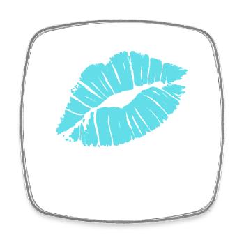 Smooch Blauer Lippenstift Kiss Mark Love Statement T-Shirt - Viereckiger Kühlschrankmagnet - Weiß - Vorne