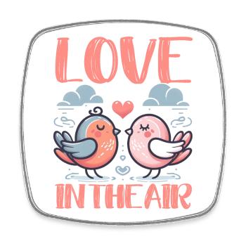 OISEAUX MIGNONS ROMANTIQUES : L’AMOUR DANS L’AIR - Magnet carré - blanc - Devant