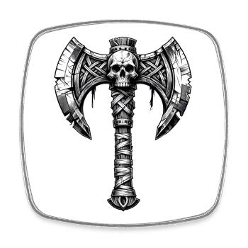 Axtwerfen Axt Totenkopf Design - Viereckiger Kühlschrankmagnet - Weiß - Vorne
