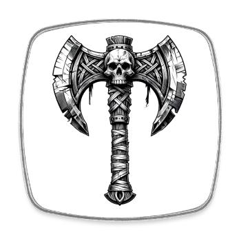 Axtwerfen Axt Totenkopf Design - Viereckiger Kühlschrankmagnet - Weiß - Vorne