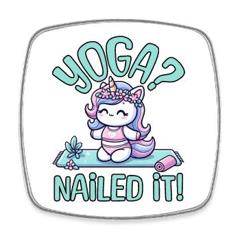 ADORABLE PLAISIR DE YOGA LICORNE : LE YOGA A RÉUSSI - Magnet carré - blanc - Devant