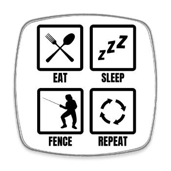 Fencer Daily Routine - Square fridge magnet - white - Front
