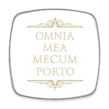 Omnia Mea Mecum Porto Lateinisch Römisch Cicero Philsoph - Viereckiger Kühlschrankmagnet - Weiß - Vorne