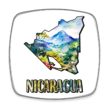 Watercolor Map Nicaragua - Square fridge magnet - white - Front