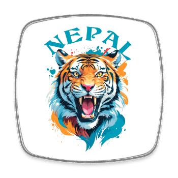 Tigre Du Népal - Magnet carré - blanc - Devant