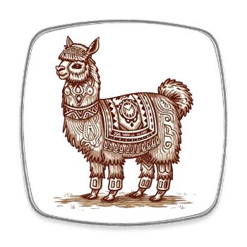 Lama à la mode sud-américaine - Magnet carré - blanc - Devant