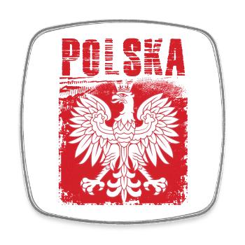 Polen - Viereckiger Kühlschrankmagnet - Weiß - Vorne