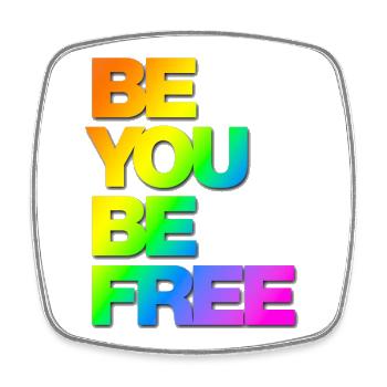 Typo Be You Be Free Diversity hf Rainbow Shadow - Viereckiger Kühlschrankmagnet - Weiß - Vorne