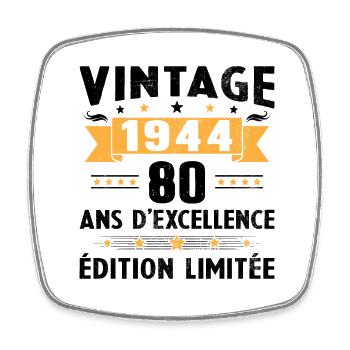 80 Jahre 1944 Vintage Retro Geburtstagsgeschenk - Viereckiger Kühlschrankmagnet - Weiß - Vorne