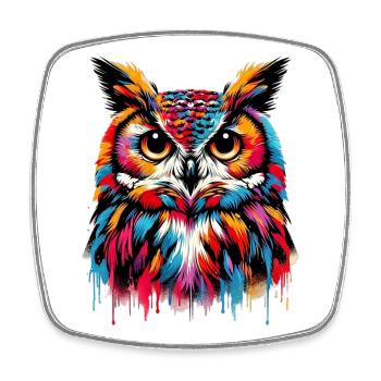 Owl - Square fridge magnet - white - Front