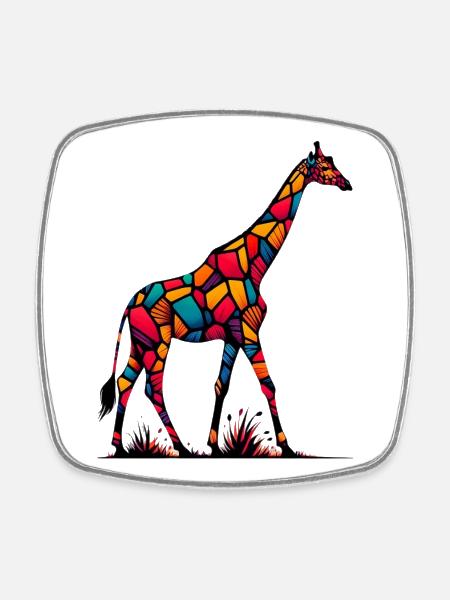 Girafe - Magnet carré - blanc