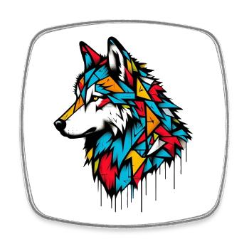 Wolf - Square fridge magnet - white - Front