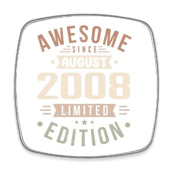 August 2008 Birthday in August 2008 Vintage 2008 - Square fridge magnet - white - Front
