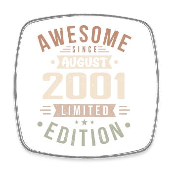 August 2001 Birthday in August 2001 Vintage 2001 - Square fridge magnet - white - Front