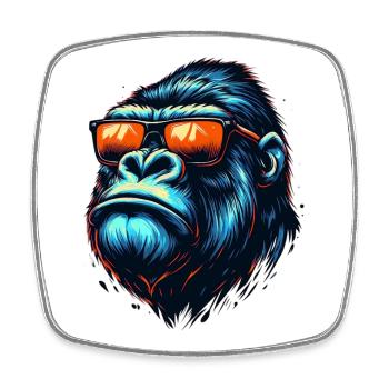 Gorillas mit Sonnenbrille - Viereckiger Kühlschrankmagnet - Weiß - Vorne