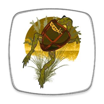 Tortue - Crapaud avec bouclier Curiosité - Magnet carré - blanc - Devant