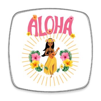 Aloha - Hawai - Pazifik - Urlaub - Blumenmädchen - Viereckiger Kühlschrankmagnet - Weiß - Vorne