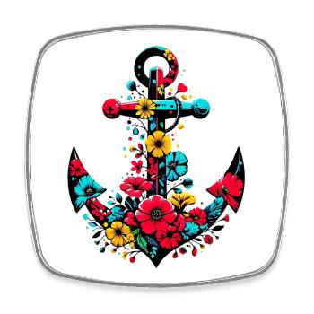 An Anchor with Flowers - Square fridge magnet - white - Front