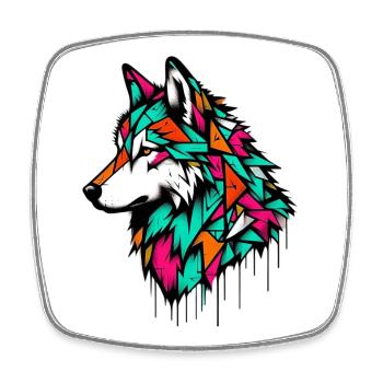 Wolf - Square fridge magnet - white - Front