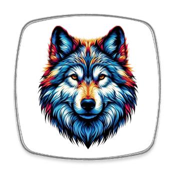 Wolf - Square fridge magnet - white - Front