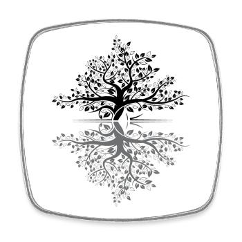 Tree Reflection Forest Nature Protection Outdoor Love - Square fridge magnet - white - Front