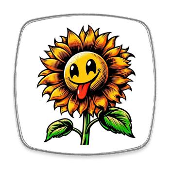 Sunflower - Square fridge magnet - white - Front