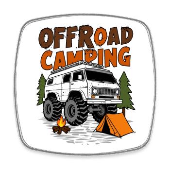Camping tout-terrain - Magnet carré - blanc - Devant