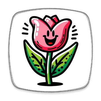 Tulpe - Viereckiger Kühlschrankmagnet - Weiß - Vorne