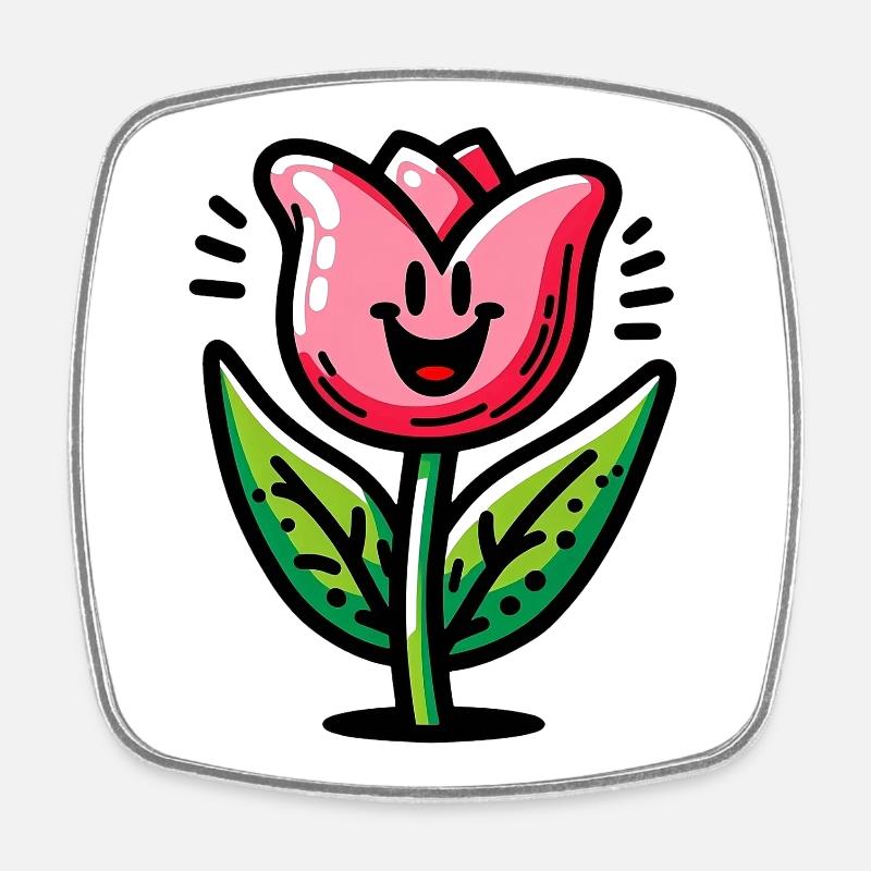 Tulipe - Magnet carré - blanc