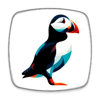 Puffin - Square fridge magnet - white - Front