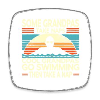 Manche Opas machen ein Nickerchen Coole Opas gehen Schwimmen - Viereckiger Kühlschrankmagnet - Weiß - Vorne