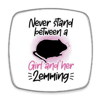 Lemming Vole Girl with Lemming - Square fridge magnet - white - Front