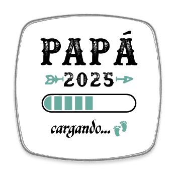 Papa 2025 Loading Geschenk Zukunft Vater - Viereckiger Kühlschrankmagnet - Weiß - Vorne