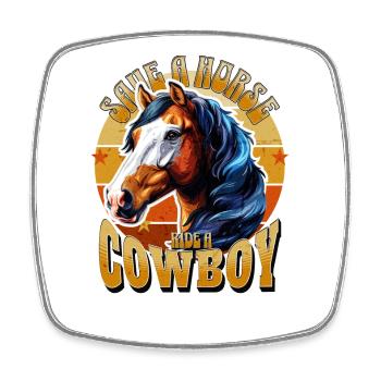 Sauvez une balade à cheval Un cow-boy qui fait de l’équitation et un fan de cheval - Magnet carré - blanc - Devant