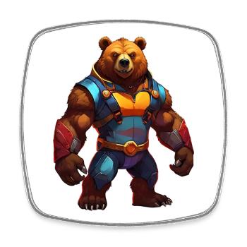 Futuristic Warrior Bear - Square fridge magnet - white - Front