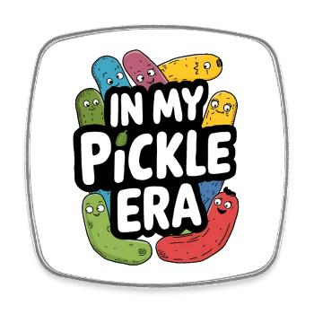 Vibrant "In My Pickle Era" Fun Pickle Pun Design - Square fridge magnet - white - Front