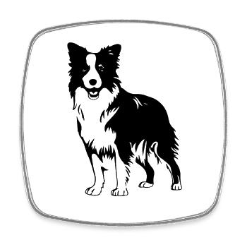 Border collie - Square fridge magnet - white - Front
